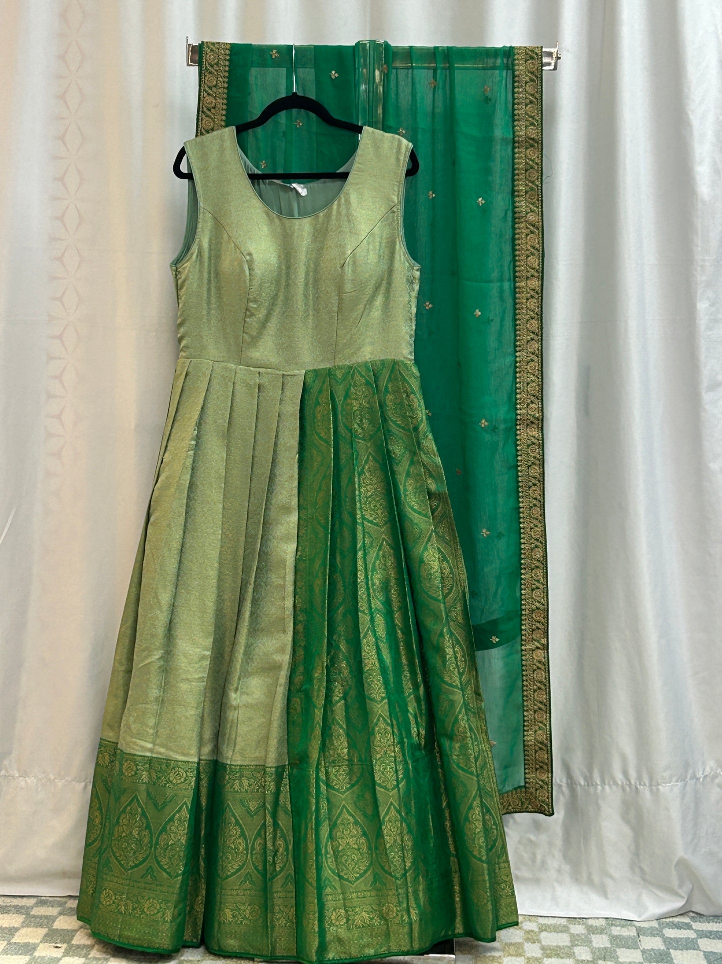 Silk long gown with dupatta
