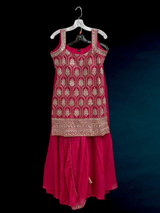 Chinon silk sharara suit