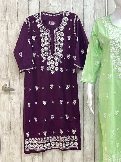 Pure Cotton chikankari kurti with white pant
