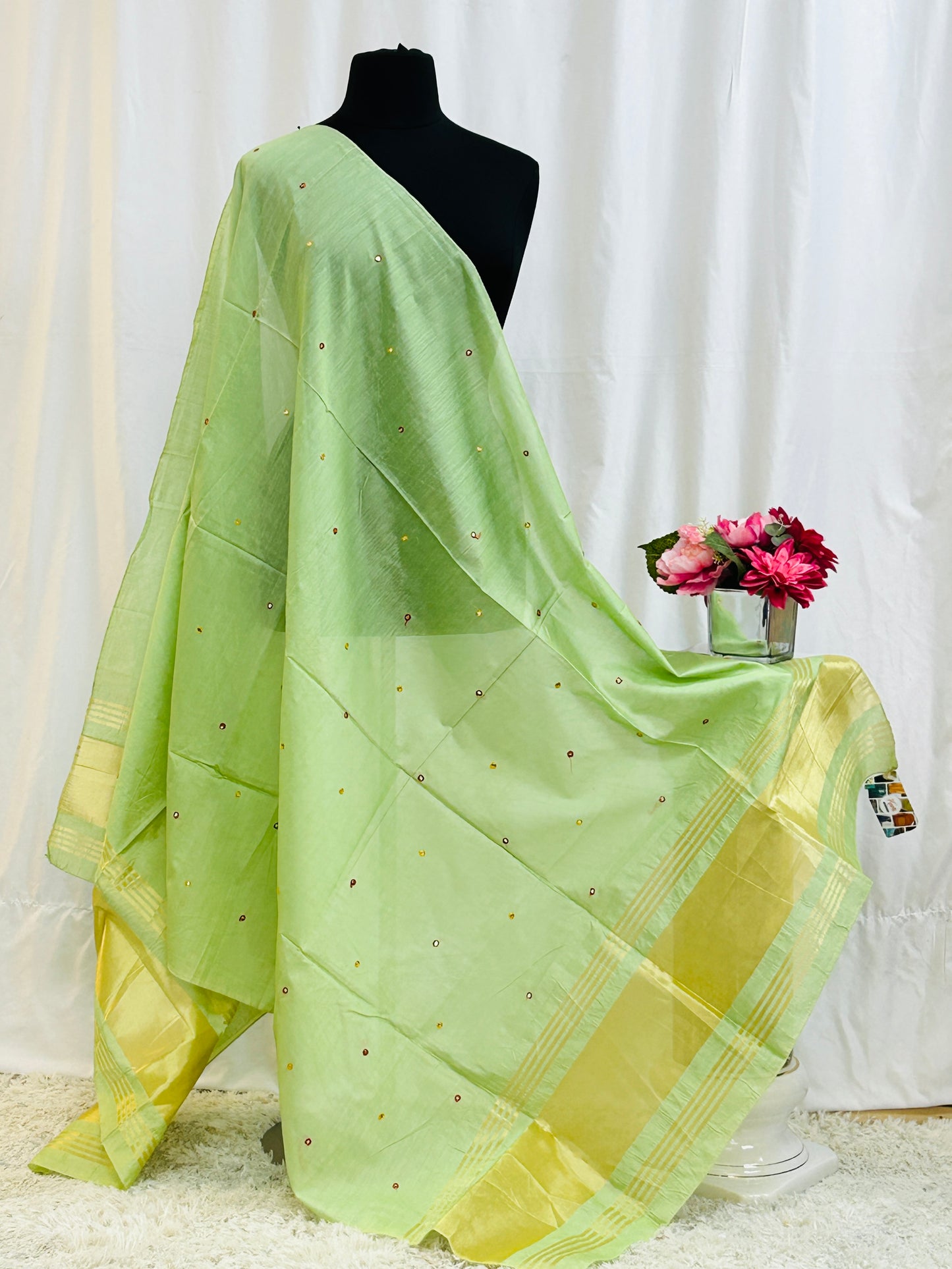 Light green Gajji silk dupatta