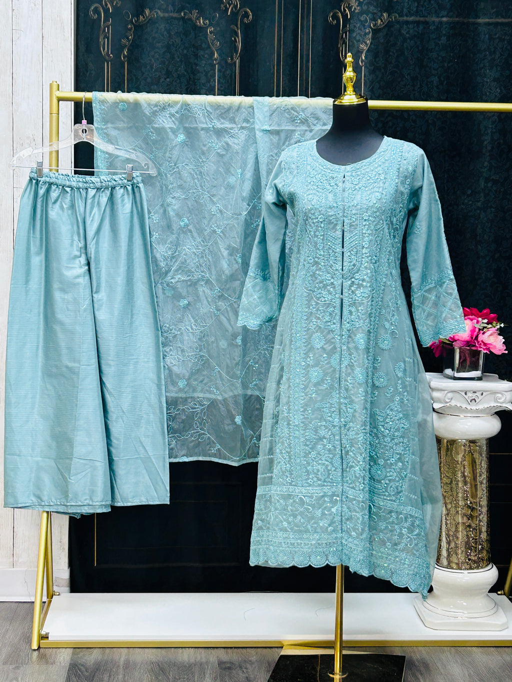 Anarkali suit : pastel blue