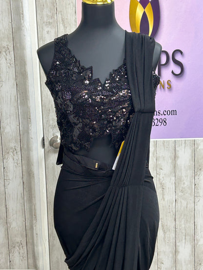 Ready to wear saree with overcoat by Kurti Connection USA
