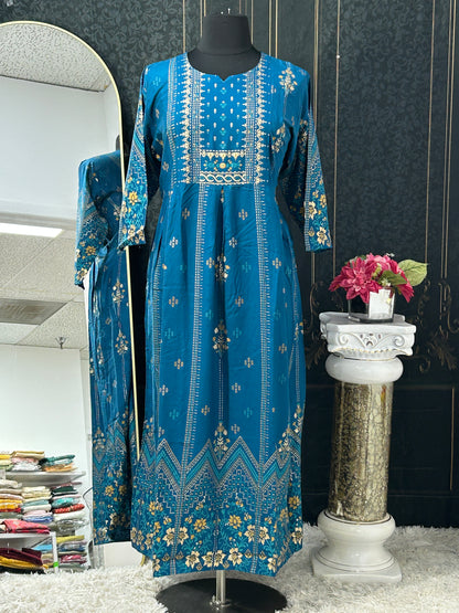 Rayon cotton long kurti