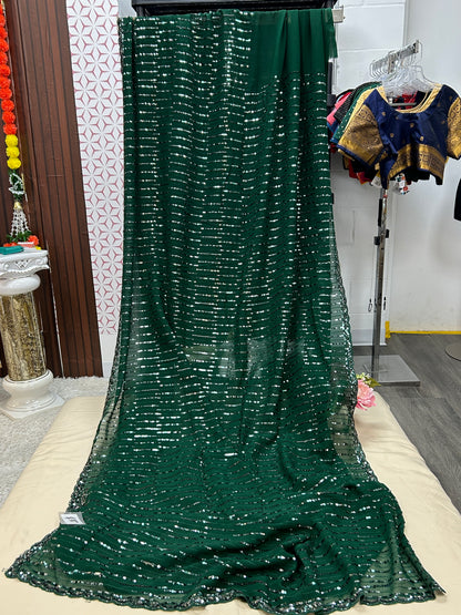 Sequin work saree
