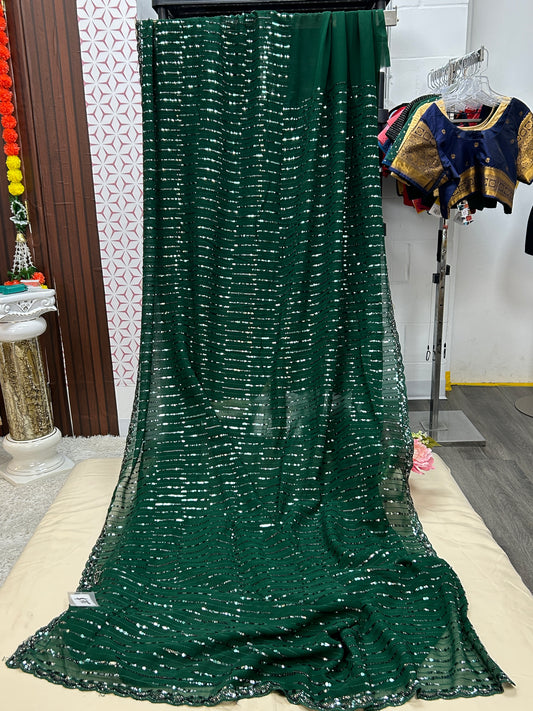 Sequin work saree