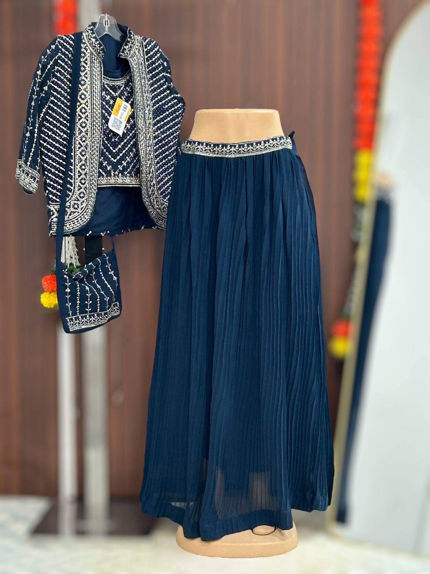 Lehenga Choli set with jacket and purse