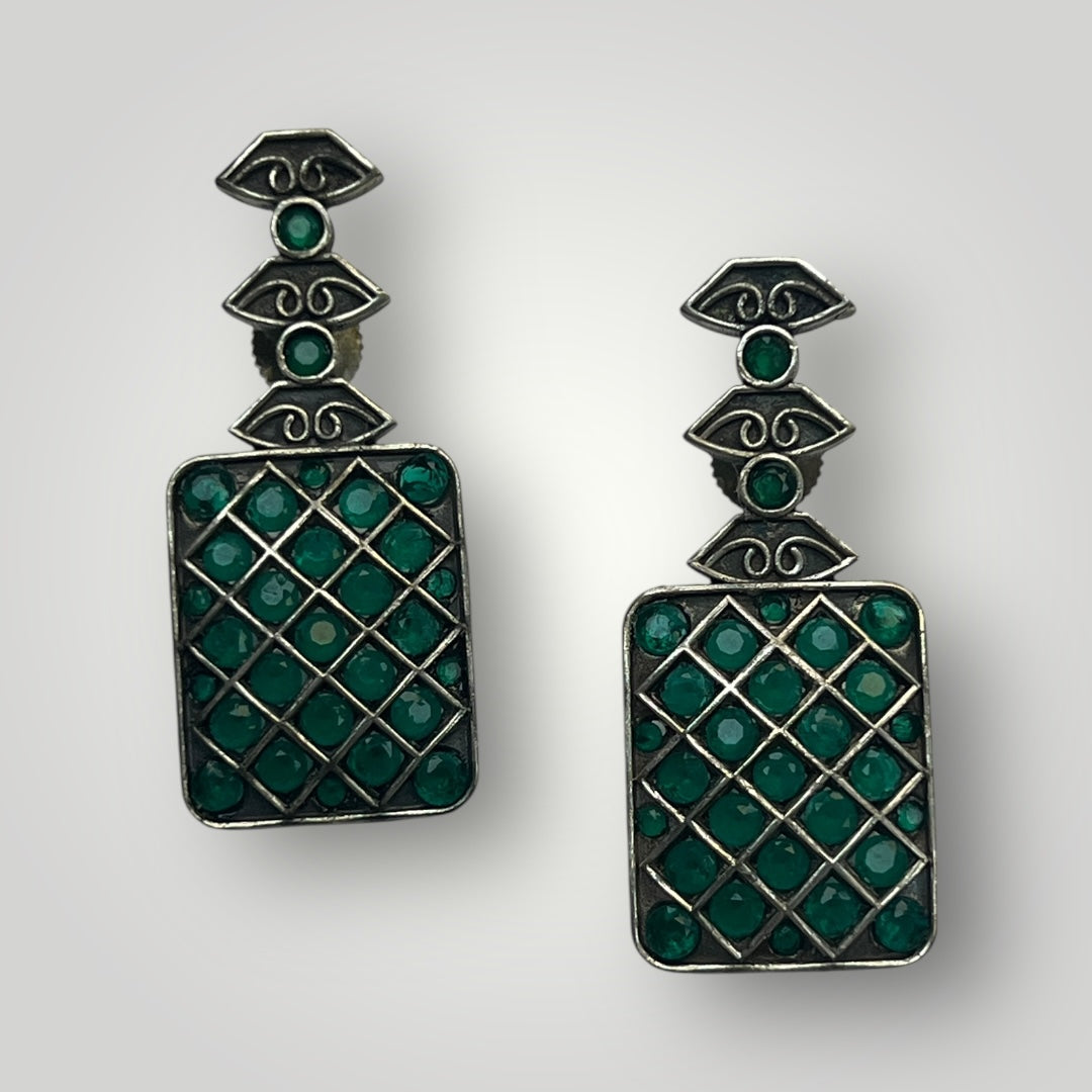 Oxidized earrings: green