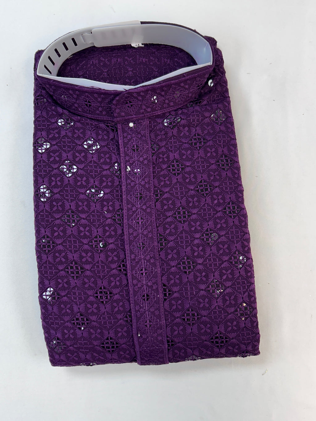 Sequin kurta pajama set for men : Wine color