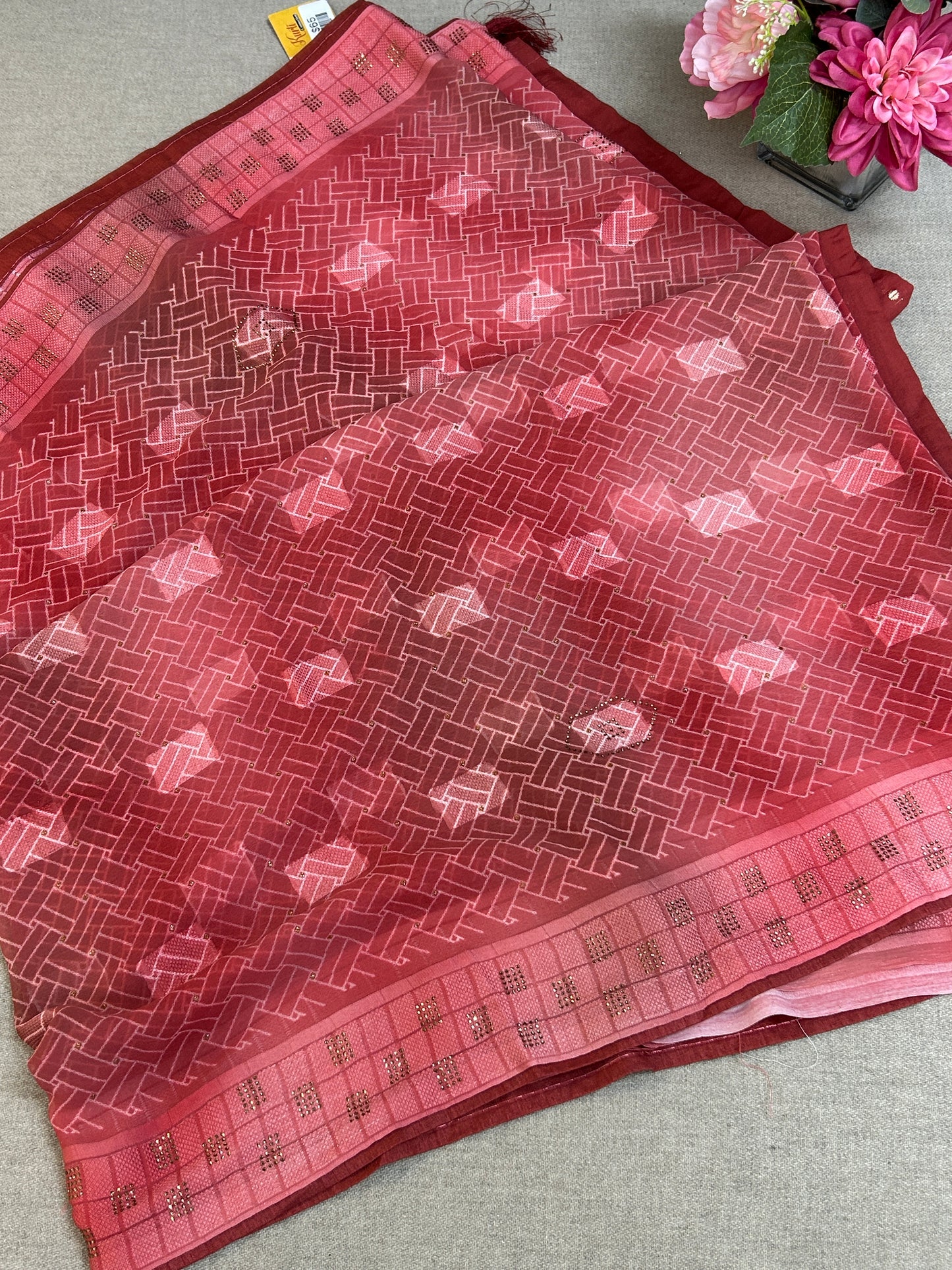 Printed chiffon saree
