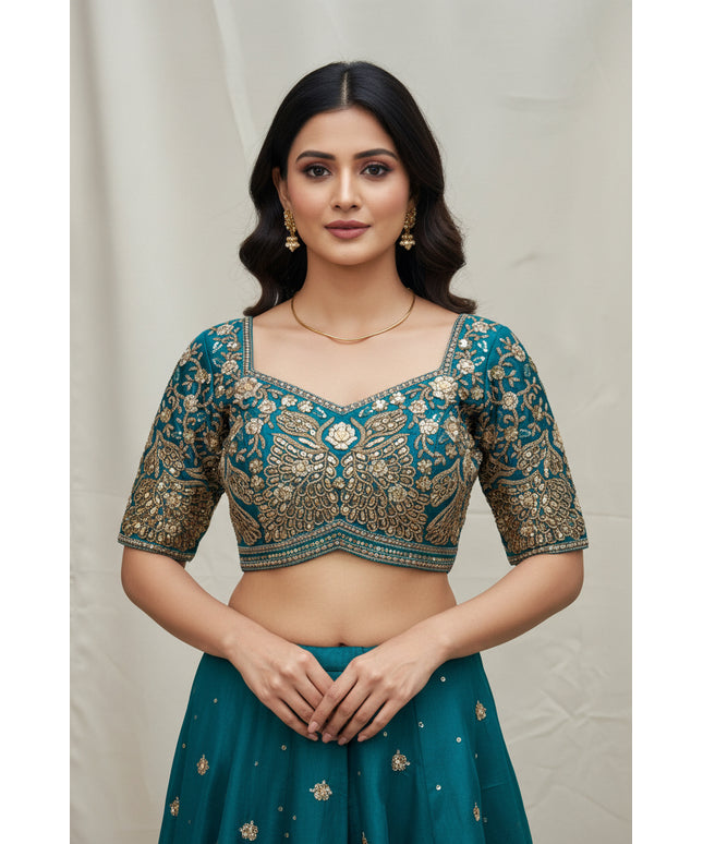 Designer Blouse : Teal green