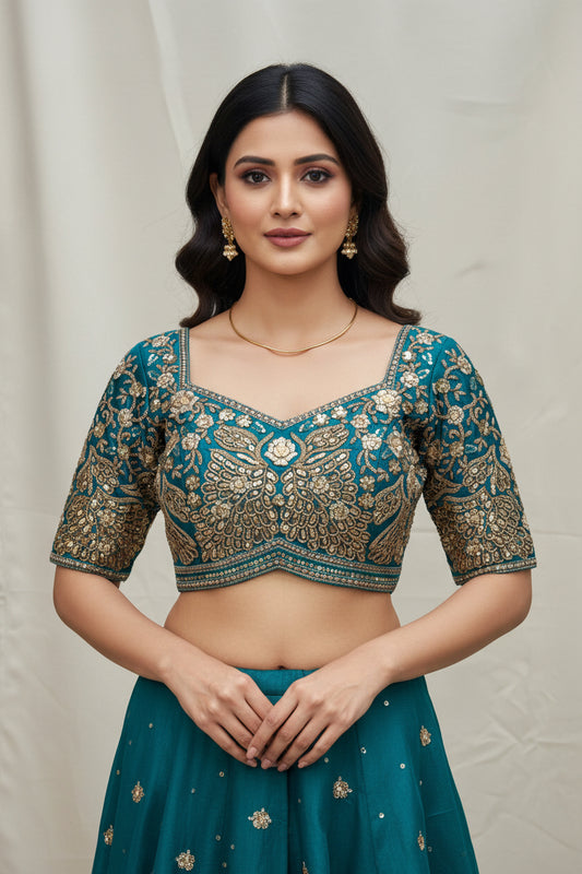 Designer Blouse : Teal green
