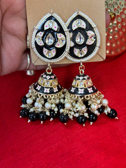 Meenakari jhumki earrings