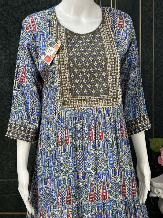 Printed cotton long kurti