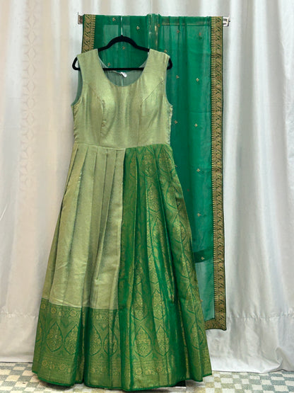 Silk long gown with dupatta
