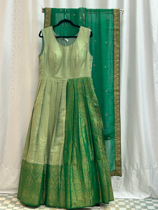 Silk long gown with dupatta