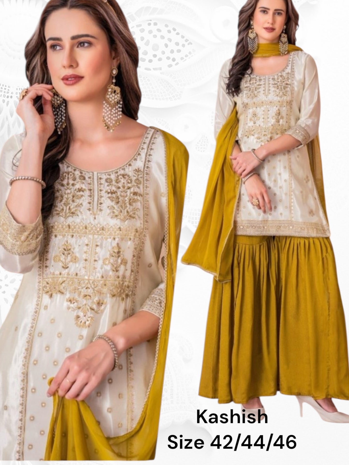 Tissue silk sharara sets