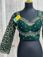 Madhubala blouse : full sleeves/ dark green
