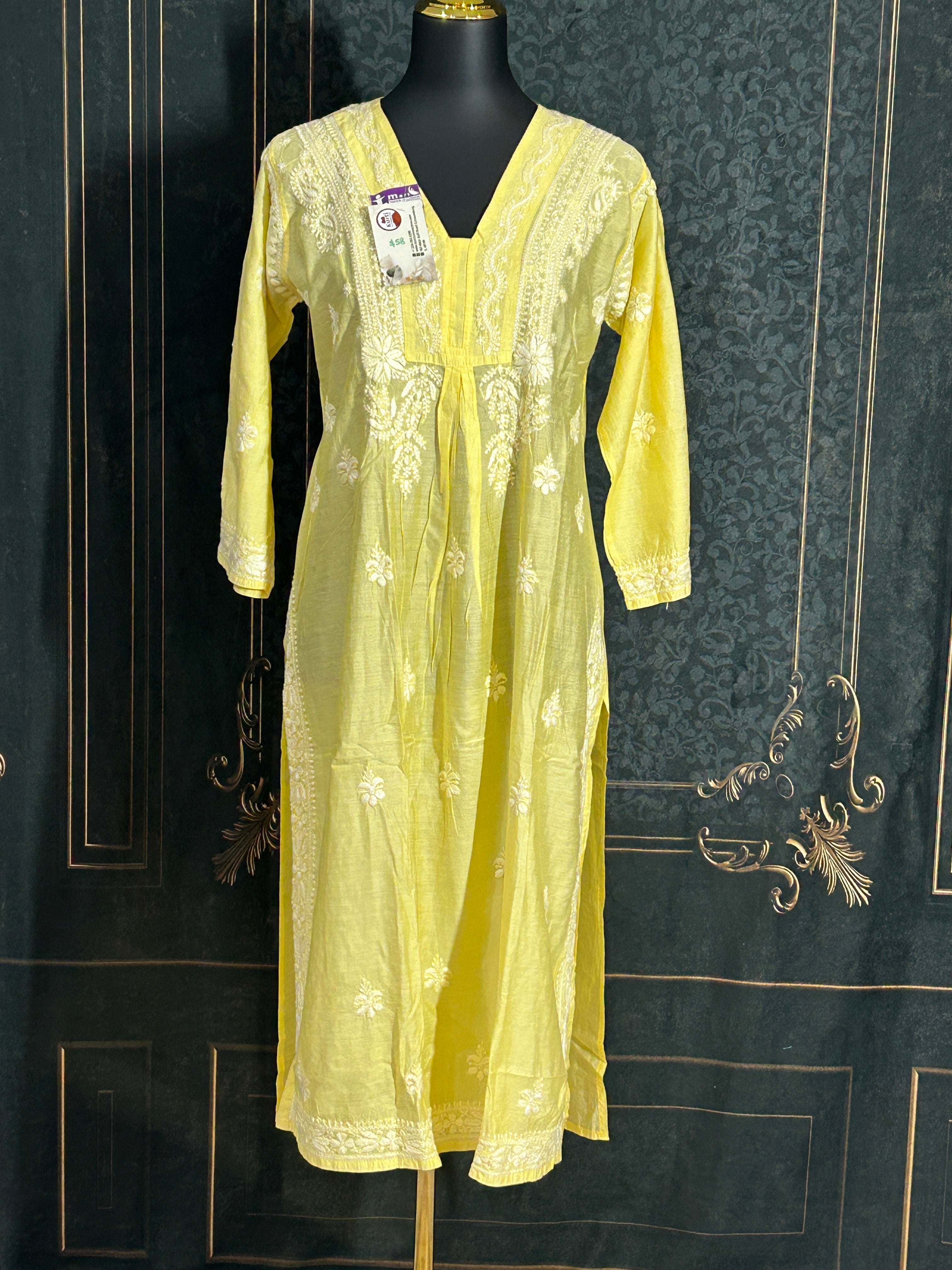 Modal silk chikankari kurti by Kurti Connection USA