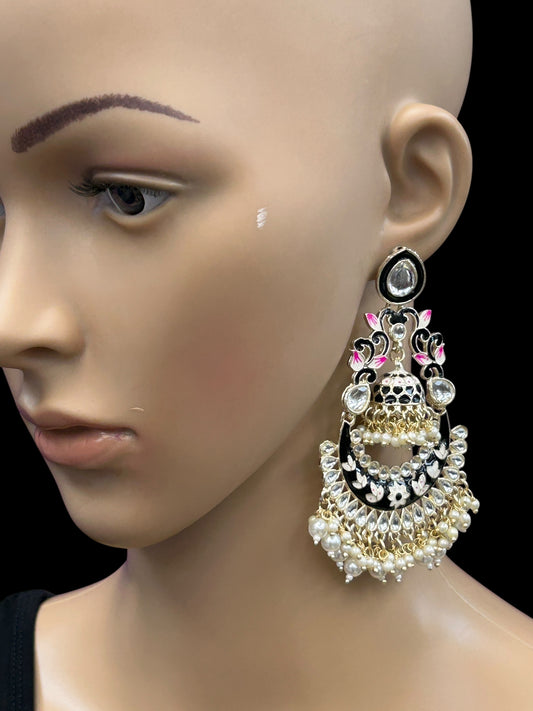 Black chandbali earrings