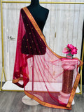 Maroon dupatta with gold border