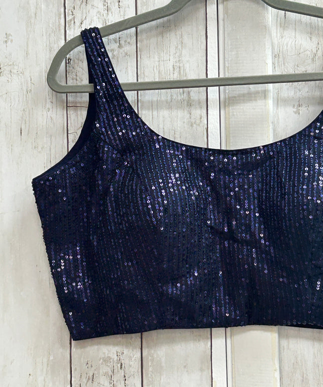 Blue sleeveless blouse