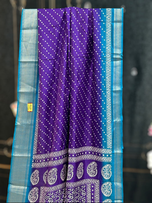 Purple Bandhani saree