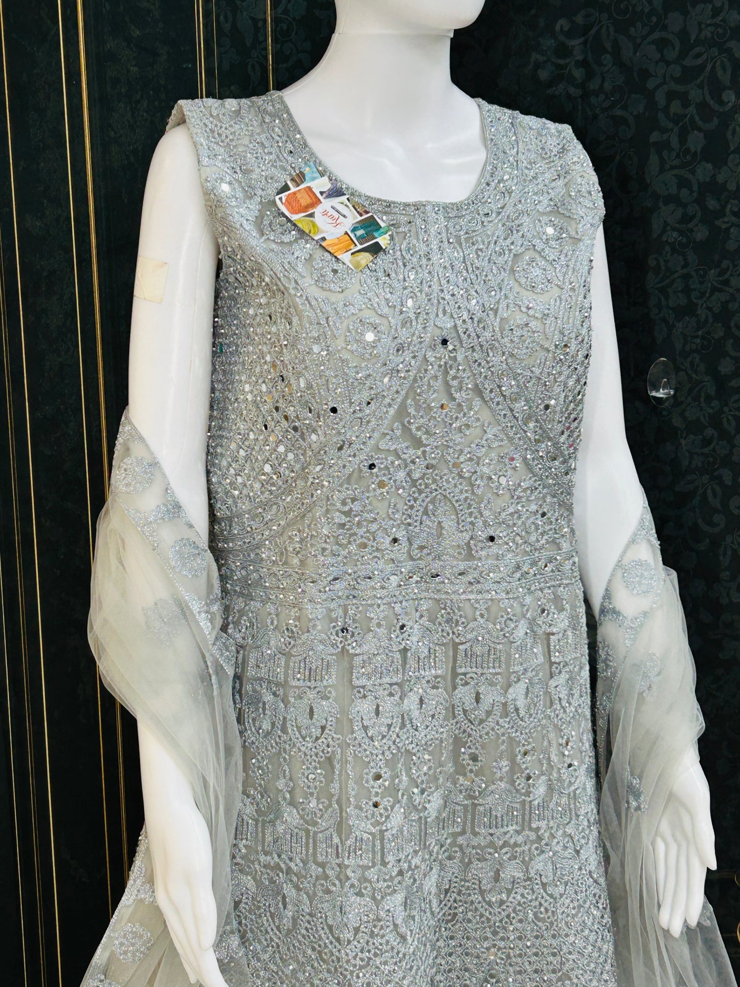 Silver Grey : Heavy party wear dress