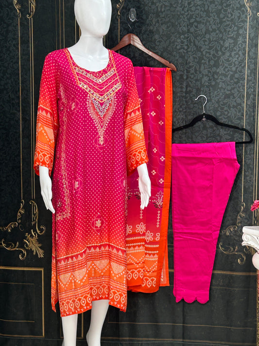 Modal Silk Bandhani Salwar suit