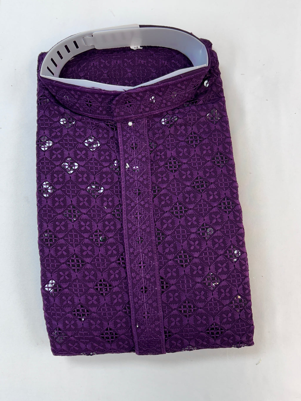 Sequin kurta pajama set for men : Wine color