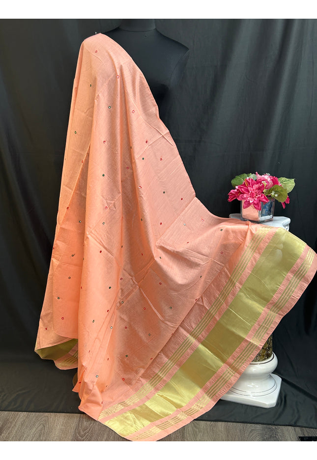 Cotton silk dupatta with small mirrors