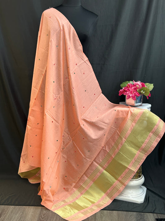 Cotton silk dupatta with small mirrors