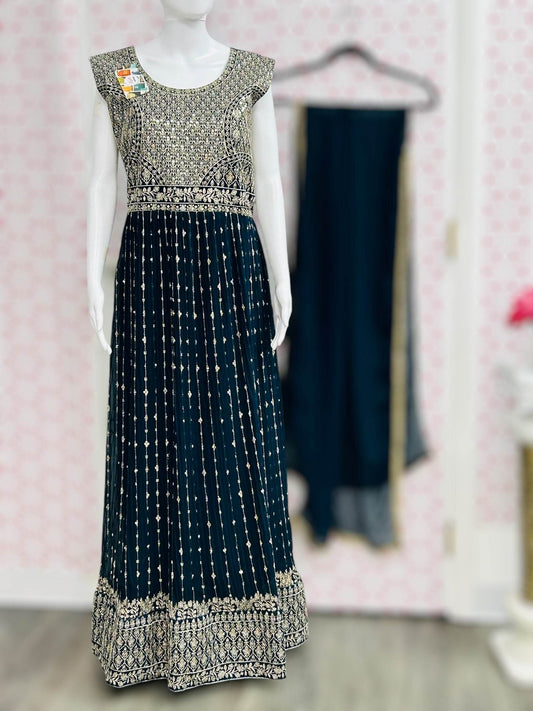 Party wear long gown | chiffon long dress - Kurti Connection USA
