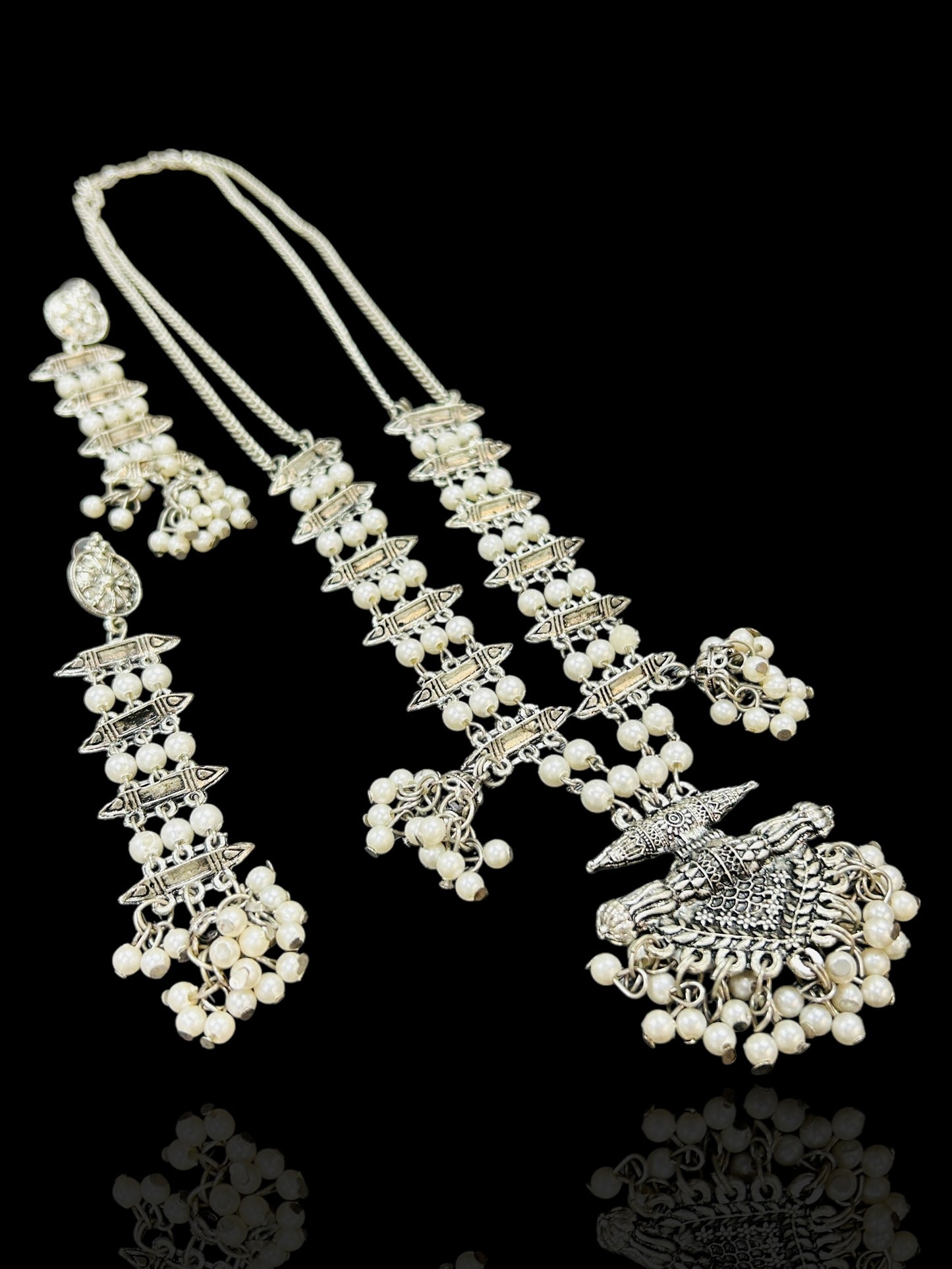 Oxidized silver necklace set