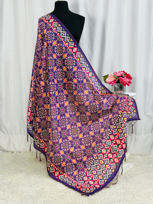 Ikkath print dupatta: purple