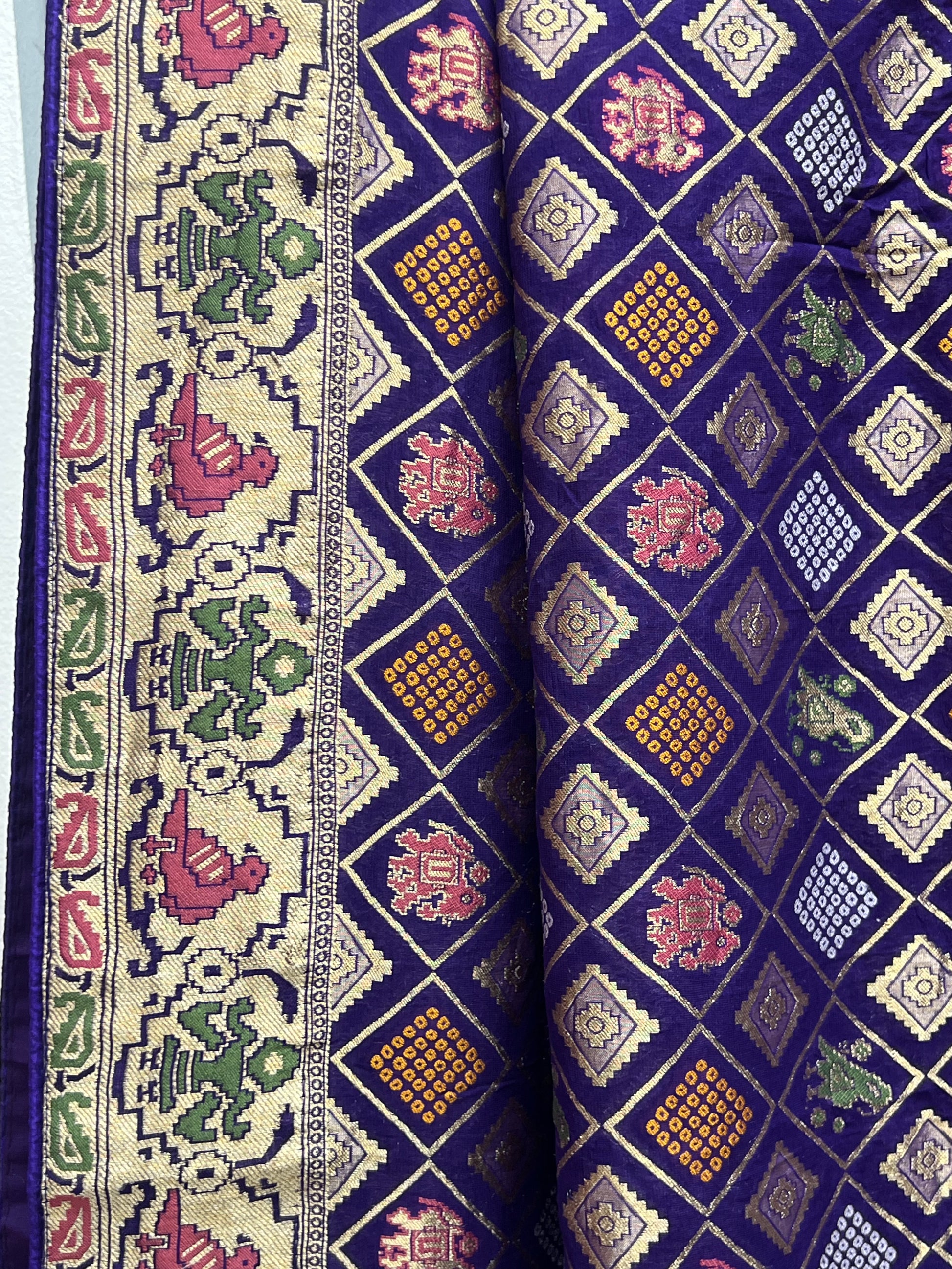 Patola bandhani saree with ready to wear blouse by Kurti Connection USA