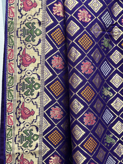 Patola bandhani saree with ready to wear blouse by Kurti Connection USA
