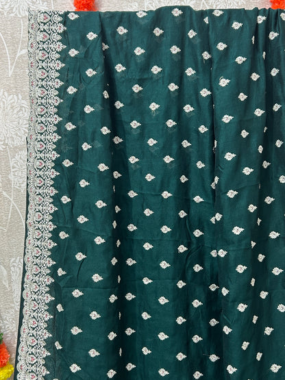 Chinon silk saree with heavy stone work