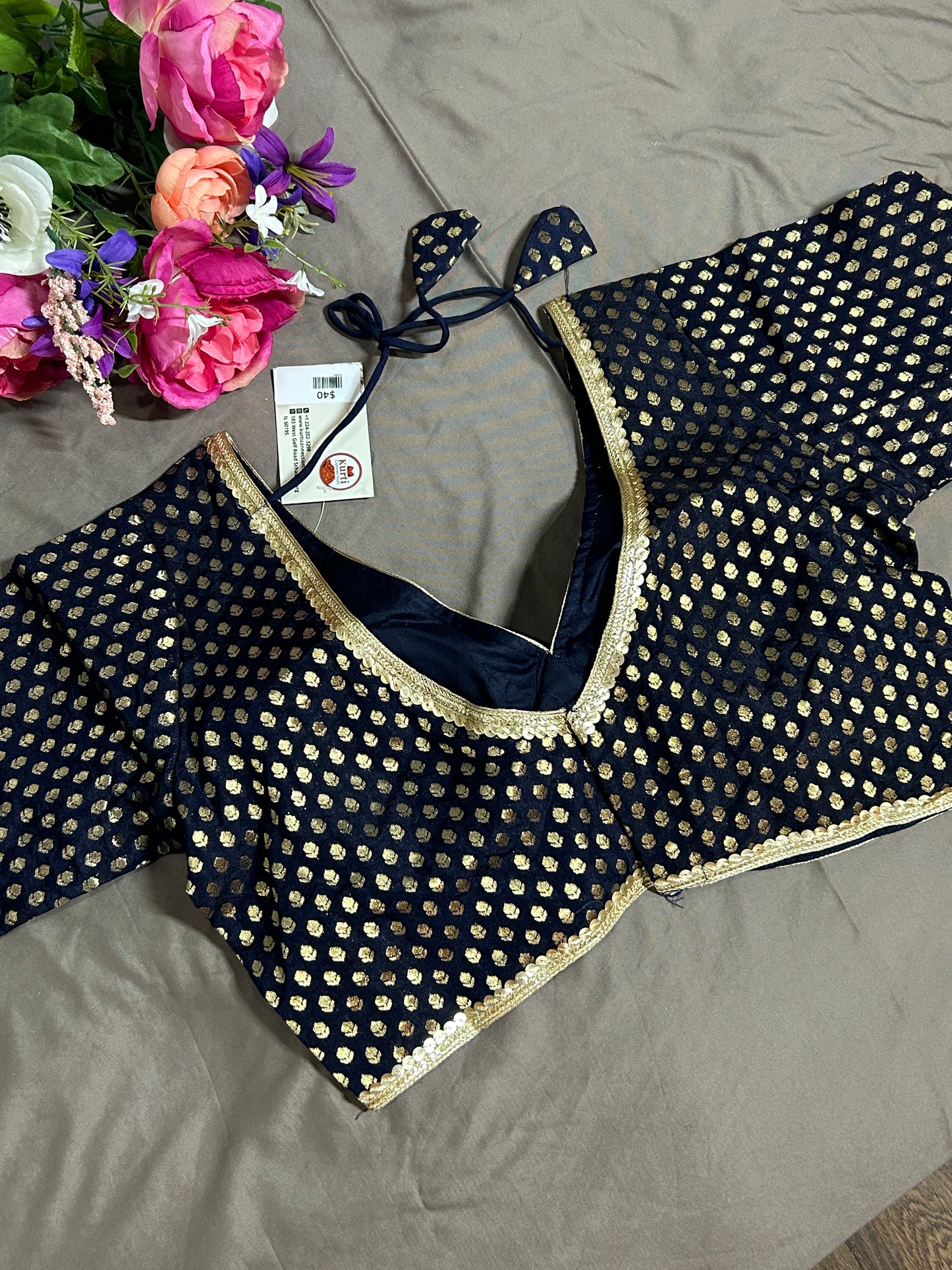 Dark blue silk blouse