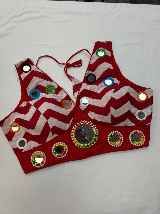 Cotton mirror work blouse