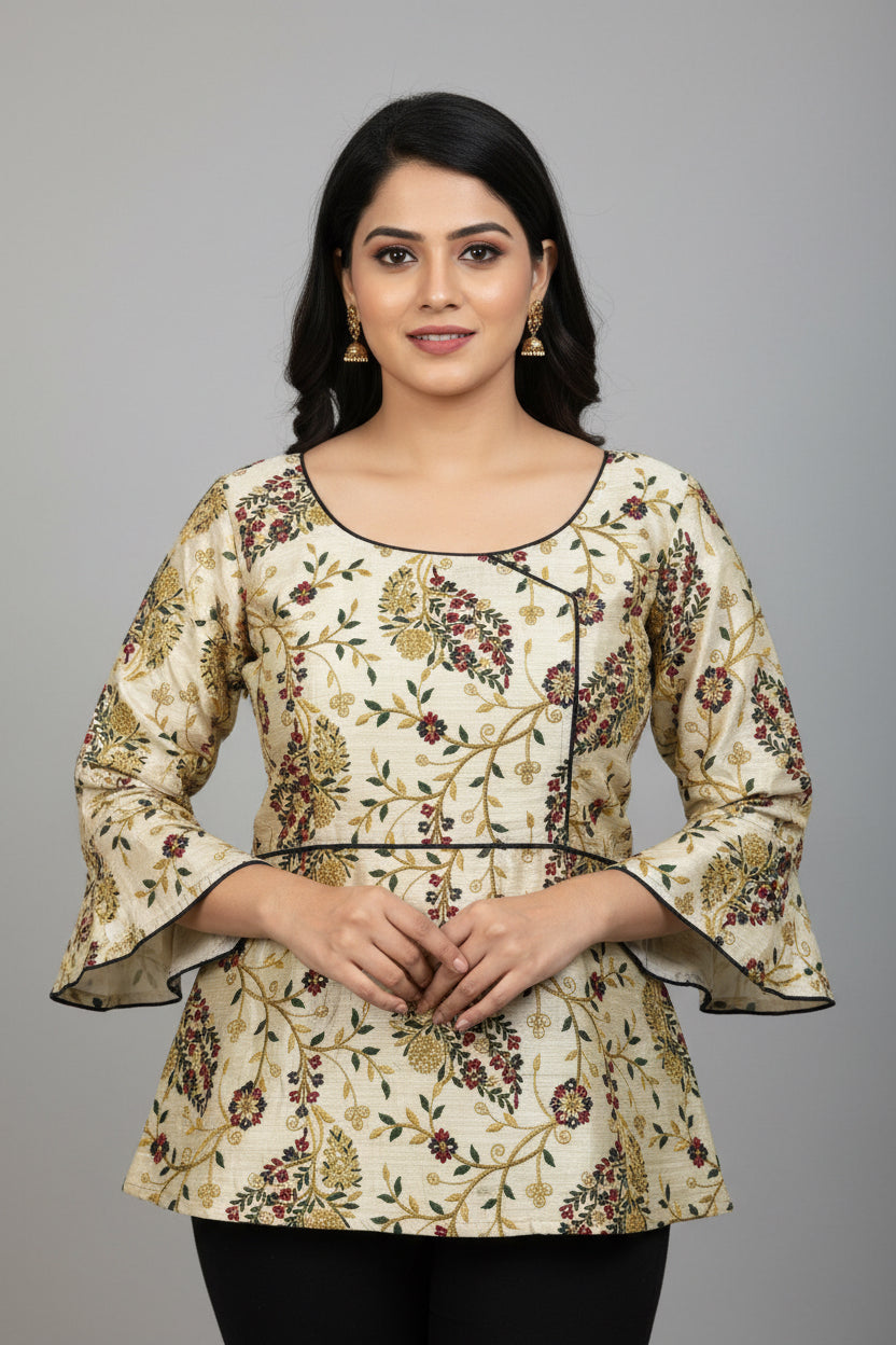 Raw silk blouse | long blouse