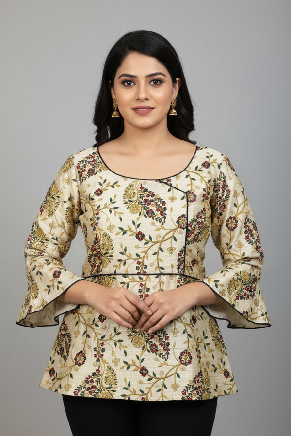 Raw silk blouse | long blouse by Kurti Connection USA