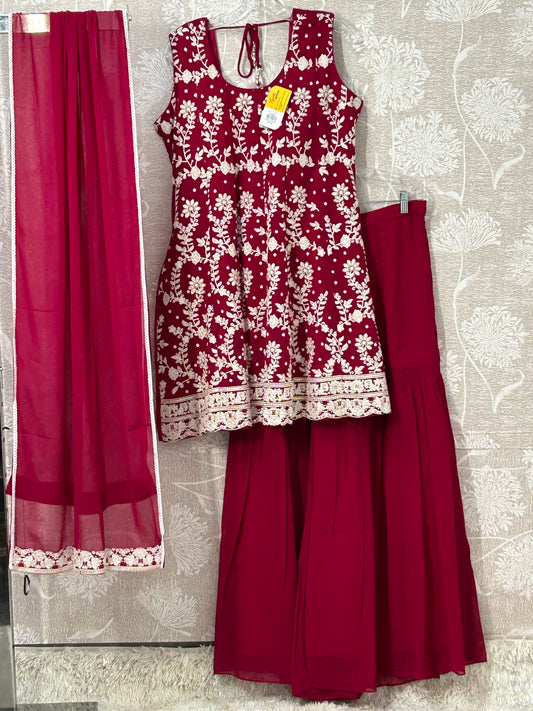 Chiffon Chikankari sharara set