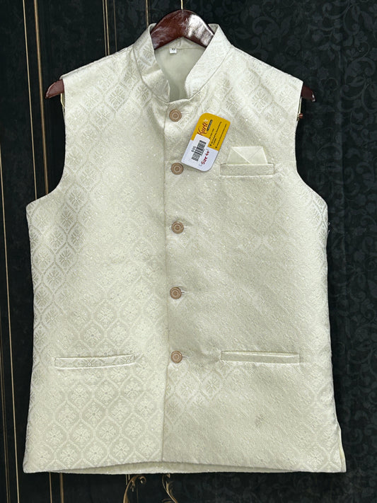 Silk vests for men | half jacket / kurta : off white