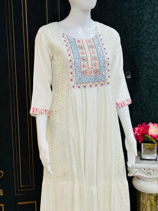 Off white long kurti