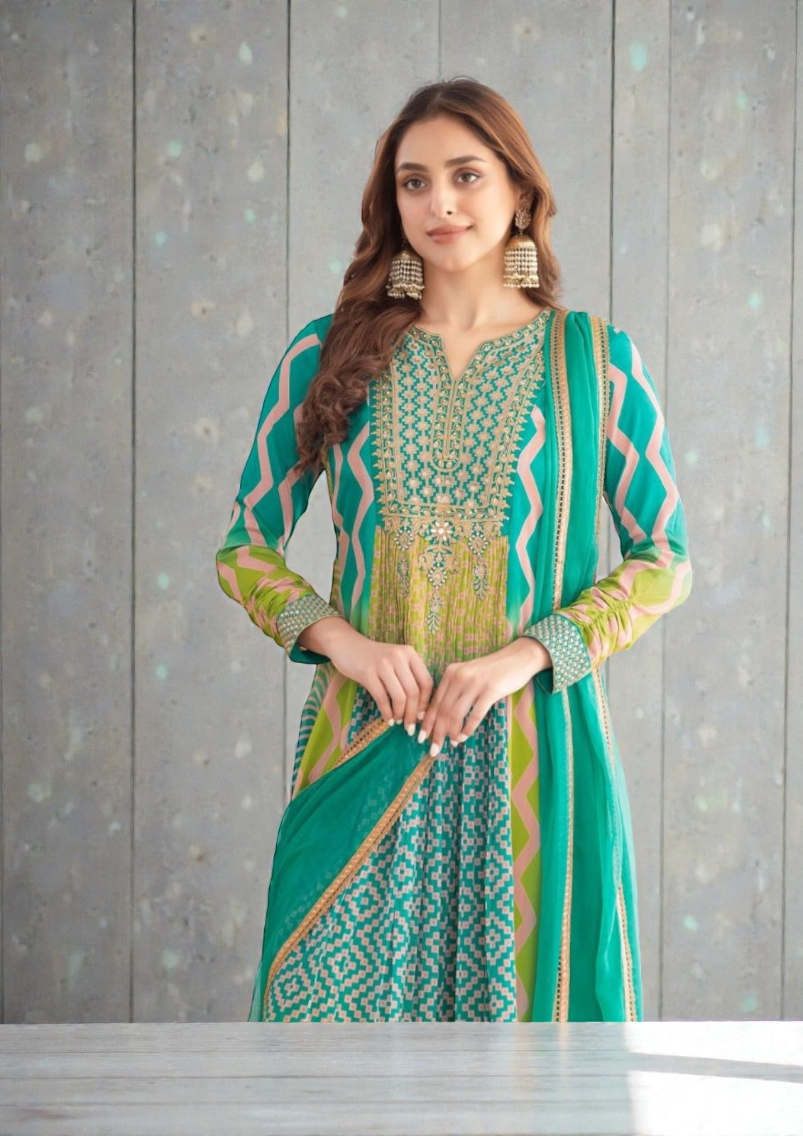 Saawan : Chinon silk long gowns