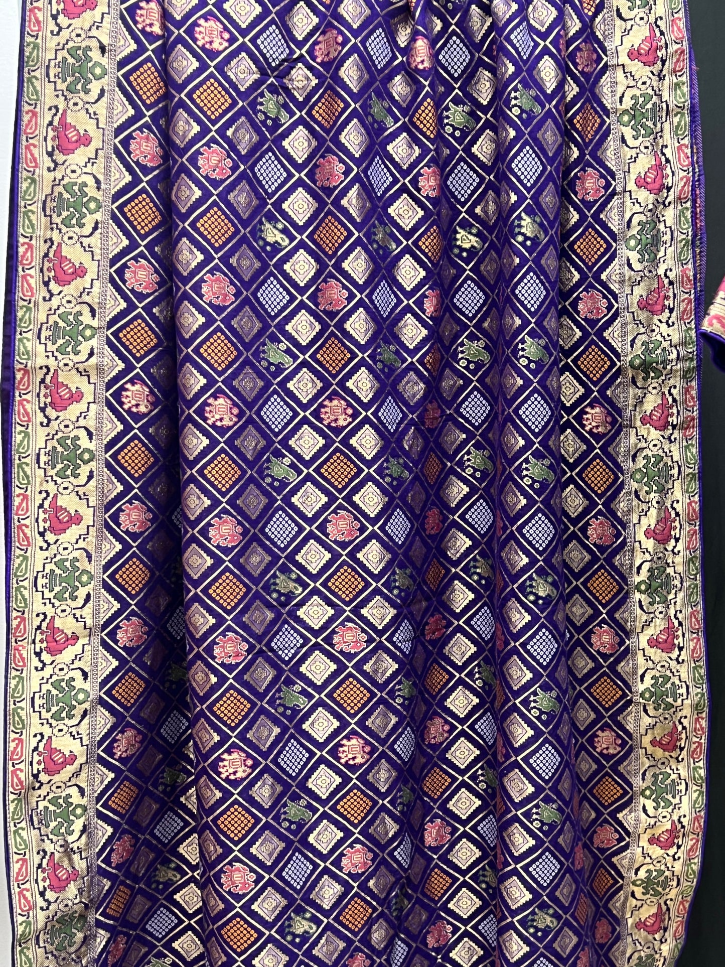 Patola bandhani saree with ready to wear blouse by Kurti Connection USA