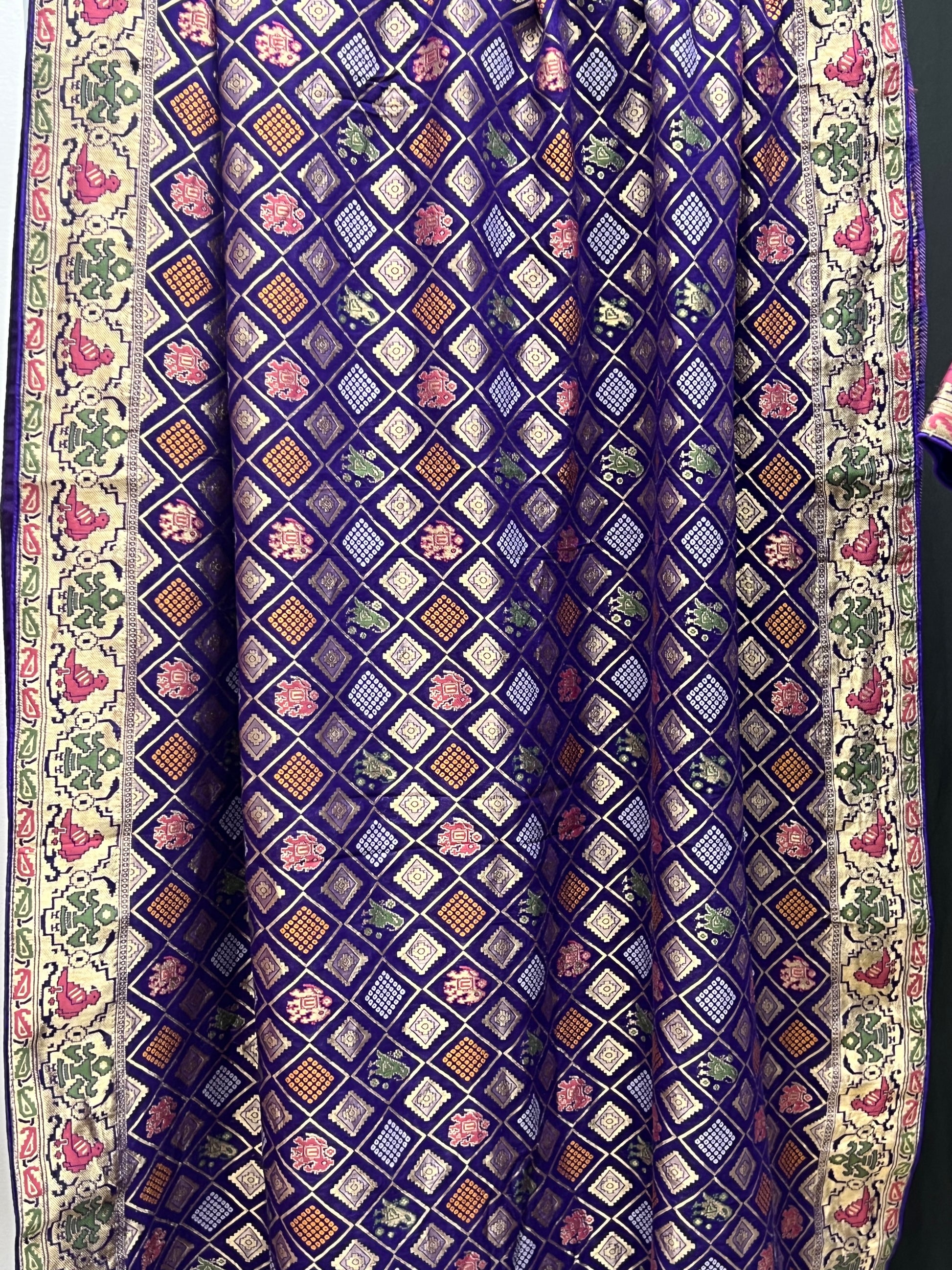 Patola bandhani saree with ready to wear blouse by Kurti Connection USA