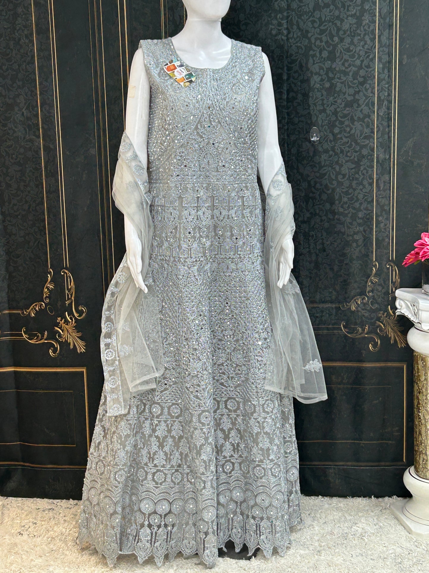 Silver Grey : Heavy party wear dress
