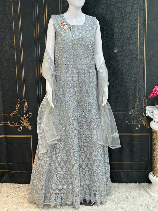 Silver Grey : Heavy party wear dress