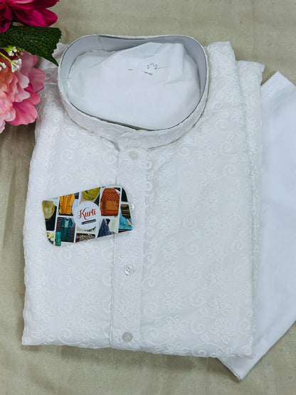 Plus size cotton chikankari Kurta set